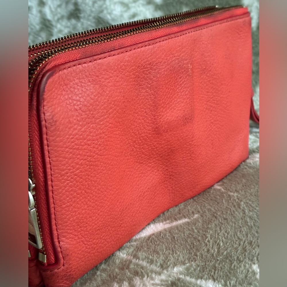 Coach Pebbled Leather Wristlet with Silver Logo - Picture 8 of 11